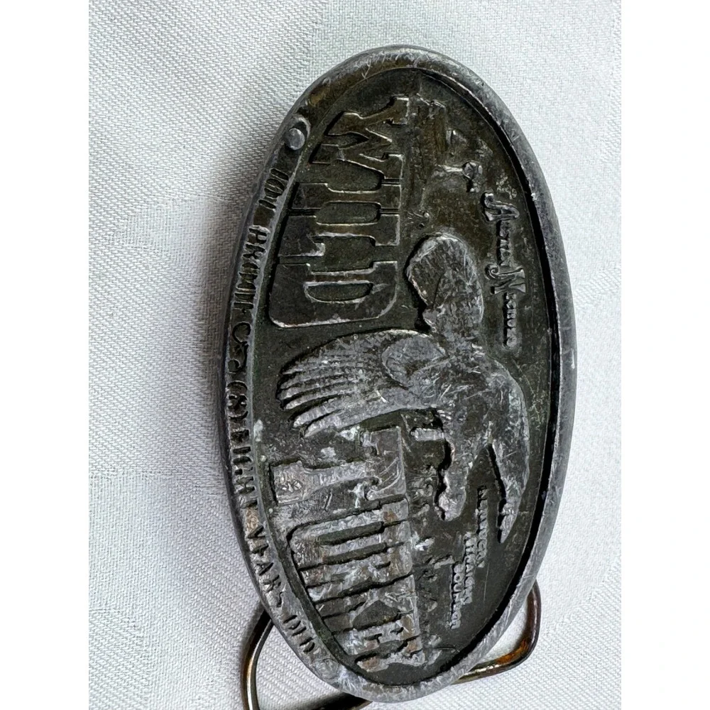 Vintage 1974 Bergamot Brass Works Wild Turkey Bourbon Belt Buckle Austin Nichols